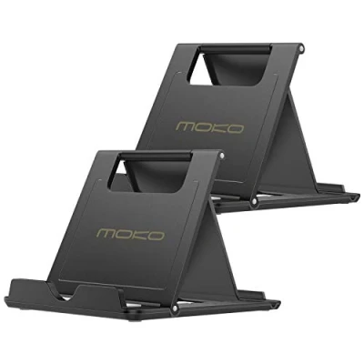 Afbeelding van MoKo [2 Pack] Phone/Tablet Stand, Foldable Desktop Holder for 4 11&quot; Devices, Fit with iPhone 14 Pro Max/14, 13/13, iPad Air 4/Mini 6 2021, 10.2 10th 2022,iPad 11,Galaxy S20, Black