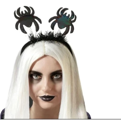 Afbeelding van Halloween/horror verkleed diadeem/tiara met grote spinnen kunststof dames/meisjes Verkleedhoofddeksels