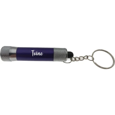 Afbeelding van Zaklamp Sleutelhanger Met Naam Paars Toine