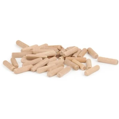Afbeelding van Houten pluggen ribbelhouten plastic verpakking van beukenhout ideaal voor deuvelfrees en meesterpluggen (1 kg 8 x 40 mm ( 600 stuks)