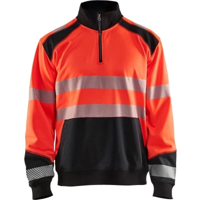 Afbeelding van Blaklader Sweatshirt halve rits High Vis 3556 2528 Rood/Zwart S