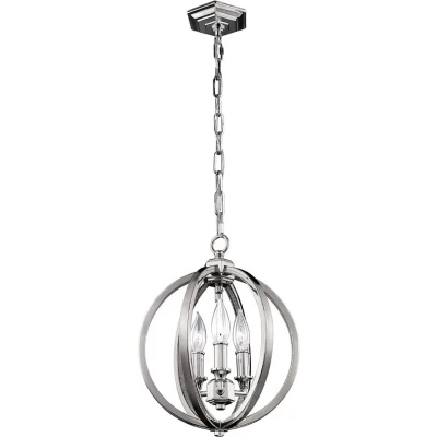 Afbeelding van Feiss LED Pendelarmatuur Corinne 3X E14 Max 60W Dimbaar Polished Nickel, Crystals