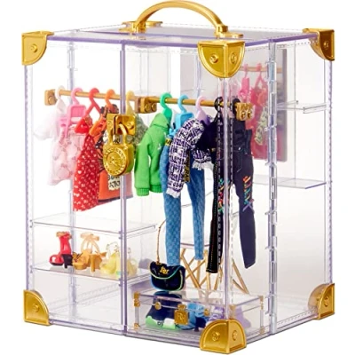 Afbeelding van Rainbow High Deluxe fashion Closet Playset 400+ combinaties! Draagbaar Acrylisch speelgoedkast 31+ toegestuurde stuken en poppenkleding, accessoires opslag Voor 6 12 jaar