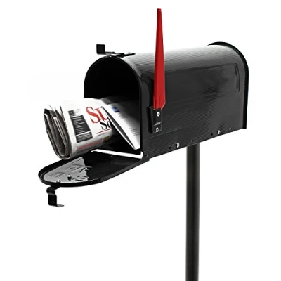 Afbeelding van Amerikaanse brievenbus US mailbox zwart met passende voet