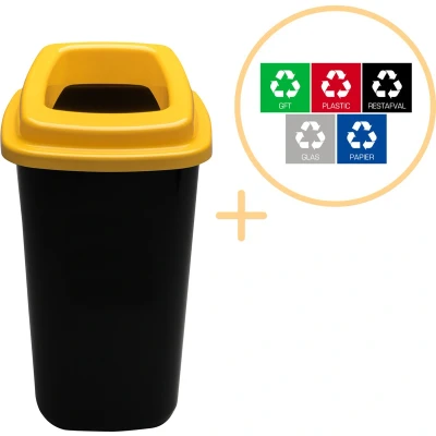 Afbeelding van Plafor Prullenbak 45L geel, gemakkelijk afval recyclen