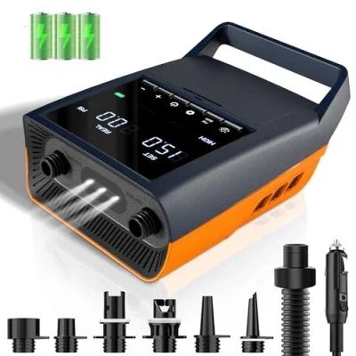 Afbeelding van Mojimdo 13500mAh Elektrische SUP Pumpe, 20PSI Wiederaufladbare Luftpumpe, Notstrom und Notlicht, Auto Off, 12V DC &amp; Typ C, mit 6 Düsen, für Stand Up Paddle Boards, Kajaks, Zelte, Matratzen