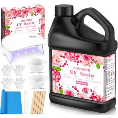 Afbeelding van CIANBIFN uv hars 500 g set, voor sieraden, hars, transparant, snel uitgehard, epoxyhars, beginners