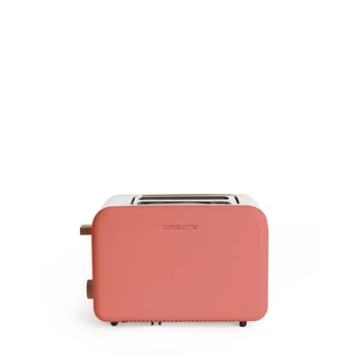Afbeelding van CREATE Toast Retro Terracotta Broodrooster, 6 standen, kruimellade, thermostaat, ontdooien, opwarmen, 2 brede schijven, 850 W