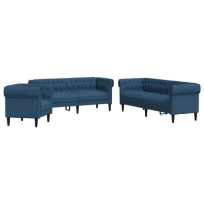 Afbeelding van vidaXL 3 delige Loungeset stof blauw