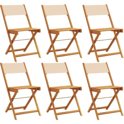 Afbeelding van vidaXL Tuinstoelen 6 st inklapbaar stof en massief hout beige