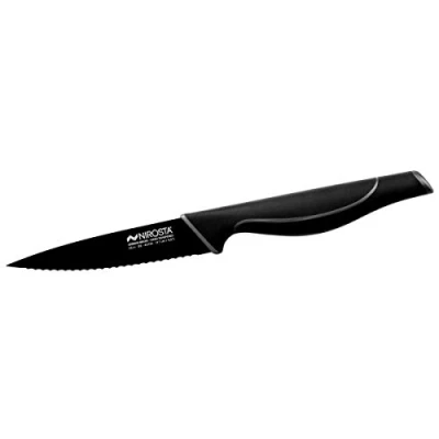 Afbeelding van Nirosta Carne Wave mes, polypropyleen, elastomeer, roestvrij staal met antiaanbaklaag, zwart en grijs, 11 24 cm, 1 stuk