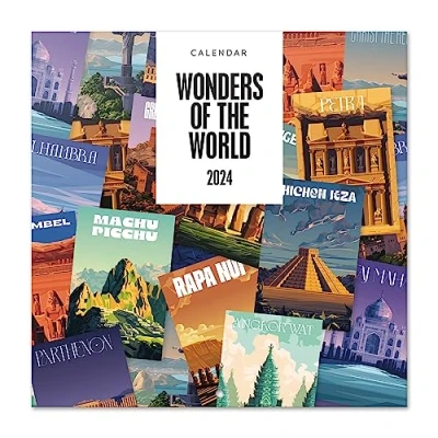 Afbeelding van Grupo Erik Kalender 2024 Wonders Of The World wandkalender 12 maanden Broschürenkalender 30x30 cm Fsc gecertificeerde +Bonus 4