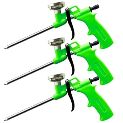 Afbeelding van 3 stuks schuimpistool: boompistool, PU schuimpistool van metaal voor vullen en afdichten, bouwschuimpistool thuis op kantoor, professionals doe het zelvers, schuimpistool, groen