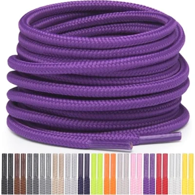 Afbeelding van Miscly Ronde Schoenveters voor Schoenen, Sneakers &amp; Laarzen, Meerdere Lengtes en Kleuren Beschikbaar (Paars, 114 cm)
