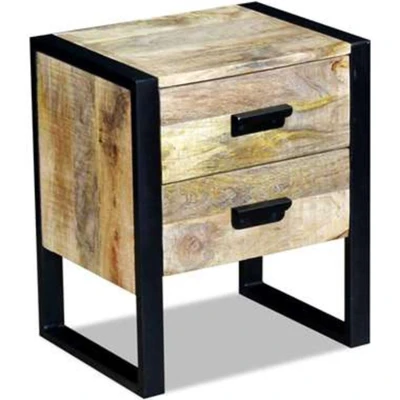 Afbeelding van Bijzettafel met 2 lades 43x33x51 cm massief mangohout