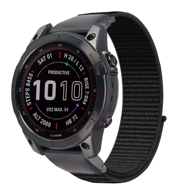 Afbeelding van QuickFit Nylon bandje voor de Garmin Watch 20 mm aansluiting Zwart imoshion Geschikt Fenix 5s, 6s,