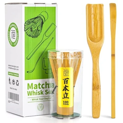 Afbeelding van TEANAGOO Accessoires voor de Japanse Matchaceremonie, Matcha garde (Chasen), traditionele lepel (Chashaku), theelepel, gardehouder, I5, perfecte set om een traditioneel kopje