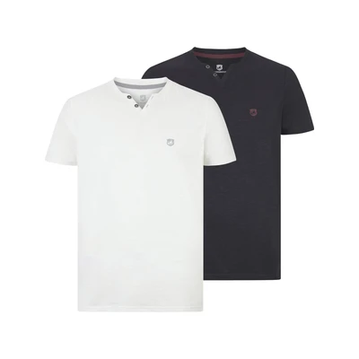 Afbeelding van Jan Vanderstorm Doppelpack Olemarlid Tshirt basic, Heren, Maat: Large, Weiß schwarz
