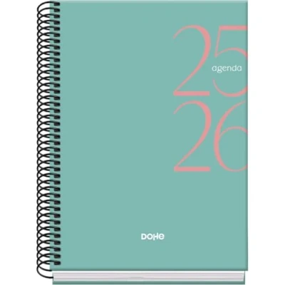 Afbeelding van Dohe Schoolagenda 2025 2026 Weekoverzicht, Formaat A5 (15x21 cm), Spaans en Engels, September tot Juni, Spiraalbinding, Harde Kaft SYSTEM Groen