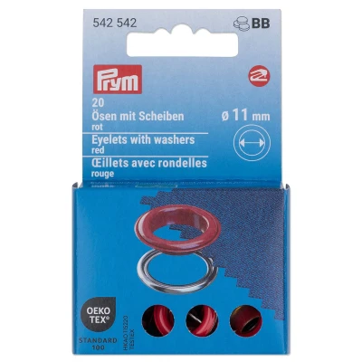 Afbeelding van Oogjes met sluitringen [20 stuks Ø 11 mm] Prym rood/zilver metallic Oeko Tex ️ Standard 100