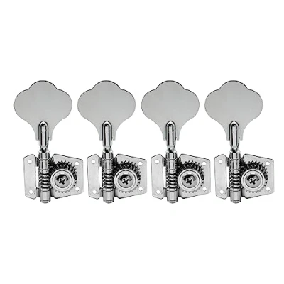 Afbeelding van Musiclily 4 in Lijn Open Gear Bass Tuners Stemmechanieken Tuning Pegs Keys Machine Heads voor snarige Basgitaar, Chroom