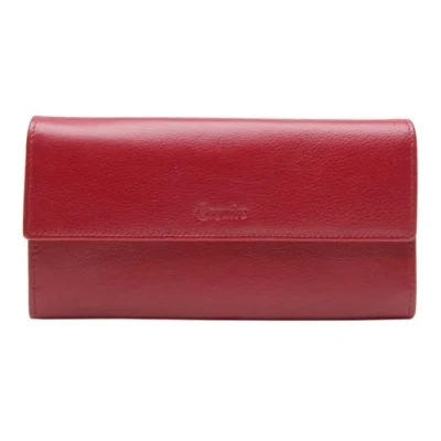 Afbeelding van Esquire Leren Portemonnee Viktoria Ladies Long Wallet Red Donkerrood