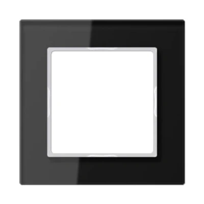 Afbeelding van Jung a creation 1 voudig afdekraam voor wandgoot montage vert hori glans zwart ral9005 glas ip20 ac581glsw