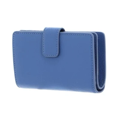 Afbeelding van COCCINELLE Leren Portemonnee Metallic Soft Mini Wallet Grained Leather Azul Blauw