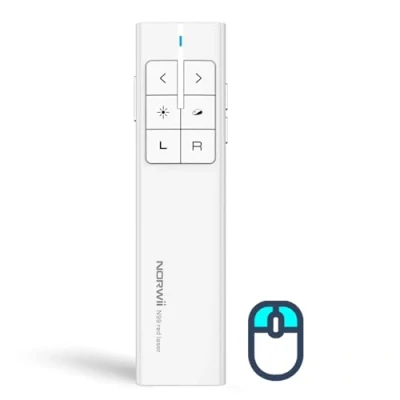 Afbeelding van Norwii N99 Wireless Presenter with Air Mouse, Rechargeable Hyperlink Volume Control Presentation Clicker PowerPoint Remote Laptop 2.4GHz