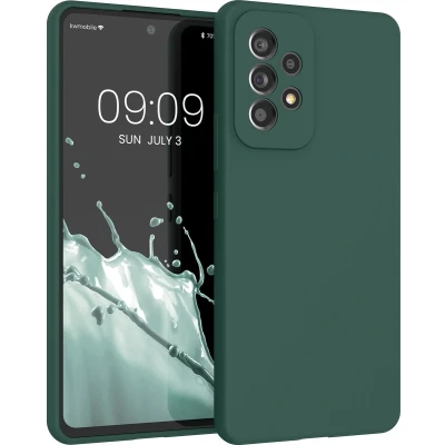 Afbeelding van kwmobile telefoonhoesje geschikt voor Samsung Galaxy A53 5G Hoesje met siliconen coating Smartphone case in mosgroen