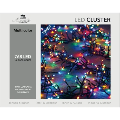 Afbeelding van Cluster lights 768 lampjes 4,5m LED multi 4m aanloopsnoer zwart bibui Transformator CoenBakker Anna&#039;s Collection