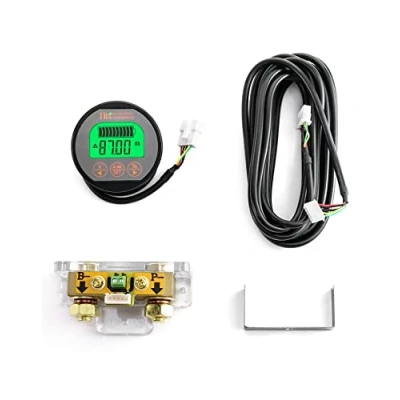 Afbeelding van QWORK® batterij monitor tester voltmeter ampèremeter, 8 80V 0 350A, met 4m aangepaste kabel, voor auto motorboot caravan camper zonne energie
