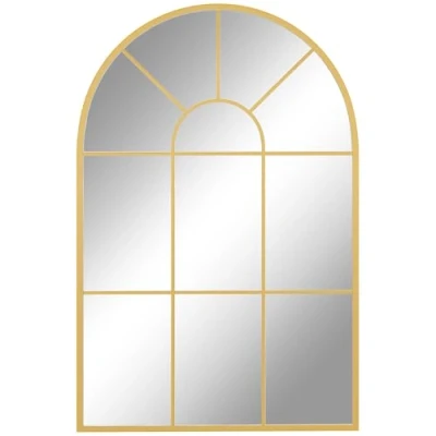 Afbeelding van HOMCOM Wandspiegel raamspiegel 91 x 60 cm, decoratieve spiegel met metalen frame, hangspiegel voor woonkamer, slaapkamer, goud