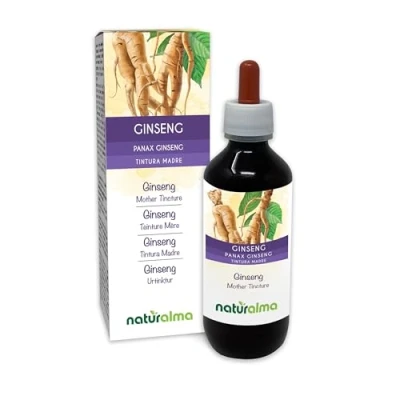 Afbeelding van Ginseng (Panax ginseng) wortels Alcoholvrije moedertinctuur Naturalma Vloeibaar extract druppels 200 ml Voedingssupplement Veganistisch