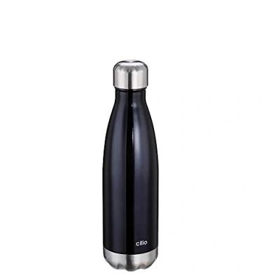 Afbeelding van cilio Elegante drinkfles van roestvrij staal, zwart, 500 ml, lekvrij, thermosfles ook voor koolzuurhoudende dranken, houdt tot 18 uur warm en 24 koud