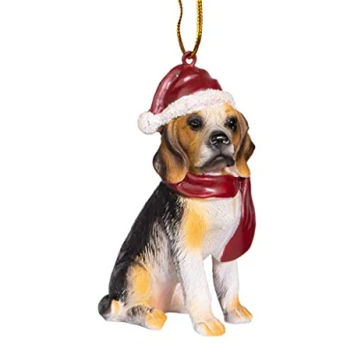 Afbeelding van Design Toscano Beagle Vakantie Hond Kerstboom Ornament Kerstversiering, 8 cm, Polyresin, Full Color
