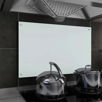 Afbeelding van Spatscherm keuken 80x50 cm gehard glas wit