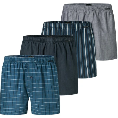 Afbeelding van Schiesser 4ER PACK WEB Boxershorts, Heren, Maat: XXL, Dunkelblau blau grau