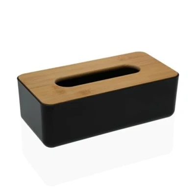 Afbeelding van Doos voor doekjes Versa Bamboe Polypropyleen 13,1 x 8,6 26,1 cm Zwart