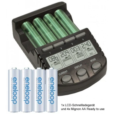 Afbeelding van ALPHA700 snellader met LCD scherm incl. 4x Sanyo HR 3UTG