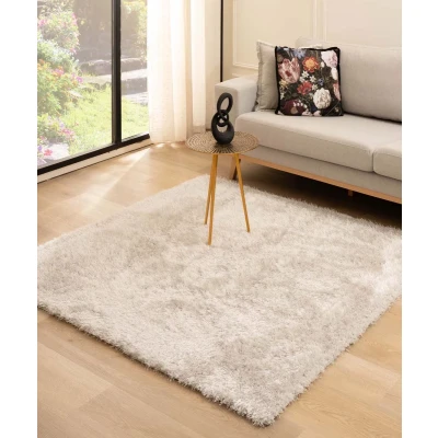 Afbeelding van Vierkant Hoogpolig Tapijt/Vloerkleed Velvet Posh Lichtzilver 160x160 Cm