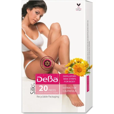 Afbeelding van Handige ontharing strips voor lichaam met zonnebloemolie en calendula zachte huid 20strips