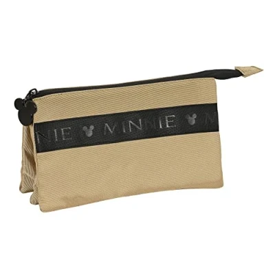 Afbeelding van Pennenetui met 3 vakken Minnie Mouse Premium Beige (22 x 12 cm)