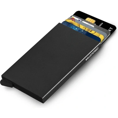 Afbeelding van Walletstreet Uitschuifbare Pasjeshouder Aluminium Creditcardhouder Card Protector Anti Skim/ RFID 8 Pasjes Zwart Black