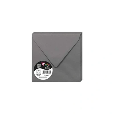 Afbeelding van Clairefontaine 5638C verpakking met 20 enveloppen pollen 14 x cm, 120 g, gevoerd, ideaal voor uitnodigingen en correspondentie, premium glad papier, staalgrijs, 1 pak