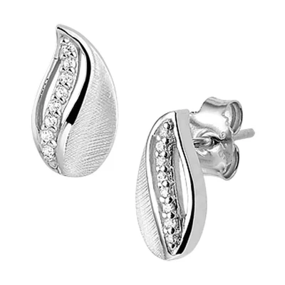 Afbeelding van Trendjuwelier huiscollectie Oorknoppen Gescratcht Zirkonia Poli/mat