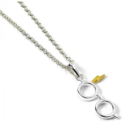 Afbeelding van The Carat Shop Harry Potter: Lightning Bolt and Glasses / Bliksemschicht en Bril zilveren ketting Jewelry