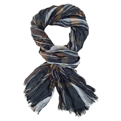 Afbeelding van Ella Jonte Herensjaal Blauw Zwart Rood of Grijs Viscose Gestreept Heren Sjaal Doek, grijs, One Size