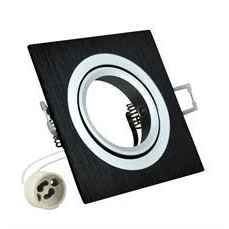 Afbeelding van Inbouw spot GU10 aluminium vierkant armatuur geborsteld zwart/zilver 92mm