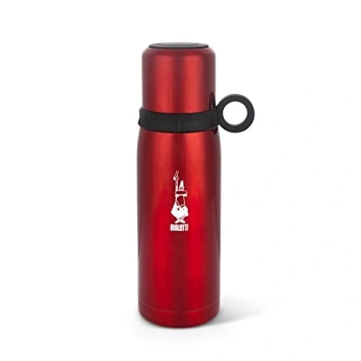 Afbeelding van Bialetti To Go Thermosfles met deksel, dubbelwandig, houdt 12 uur warm en 24 koud, inhoud 460 ml, staal, rood